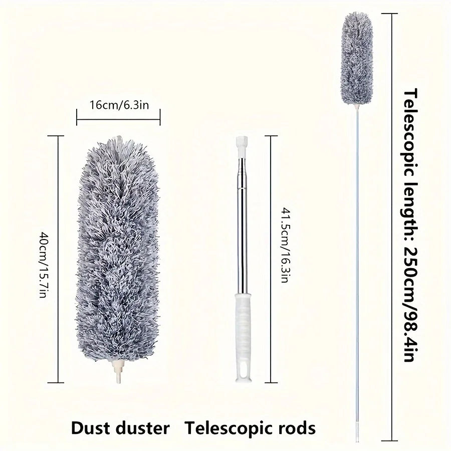 Spolverino Telescopico Microfibra Lavabile Testa Flessibile Soffitti Auto Casa