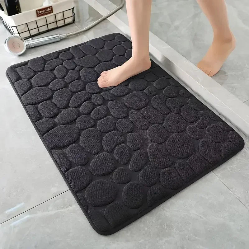 Tappetino bagno 3D antiscivolo effetto ciottoli - assorbente, lavabile
