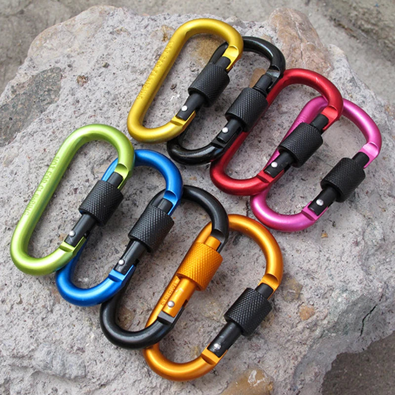 4x Moschettoni Alluminio 7,5mm Blocco a Vite - EDC Campeggio Portachiavi