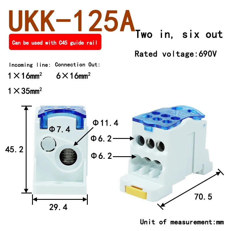 UKK80A Scatola Distribuzione 125/160/250A - Terminale ad Alta Corrente