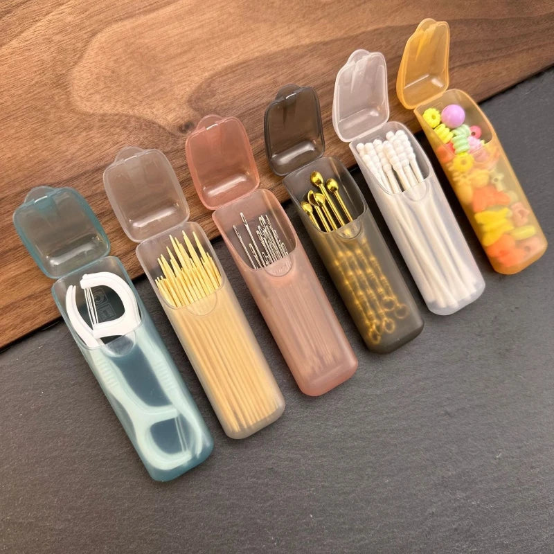 Dispenser filo interdentale tascabile con stuzzicadenti capsula multicolore