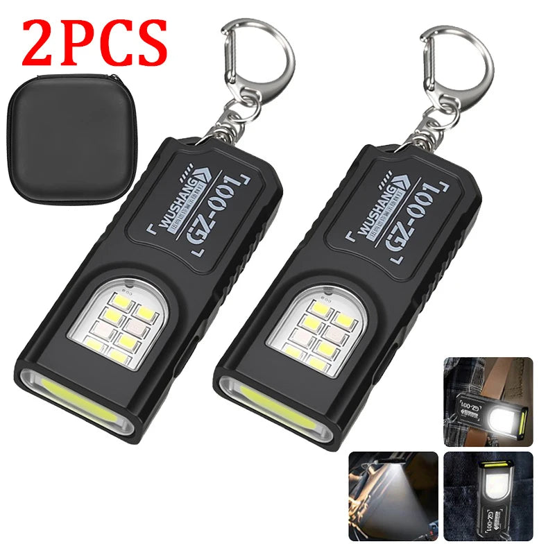 Mini Torcia LED COB Ricaricabile USB Portachiavi Impermeabile Tascabile