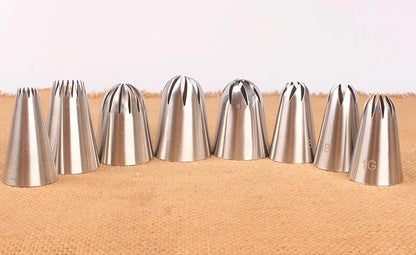 Set 8pz Beccucci Ugelli Grandi Acciaio Inox per Decorazione Cupcake