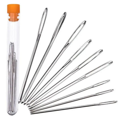 Aghi per cucito a mano Set 9 pz occhio grande punta smussata pelle ricamo