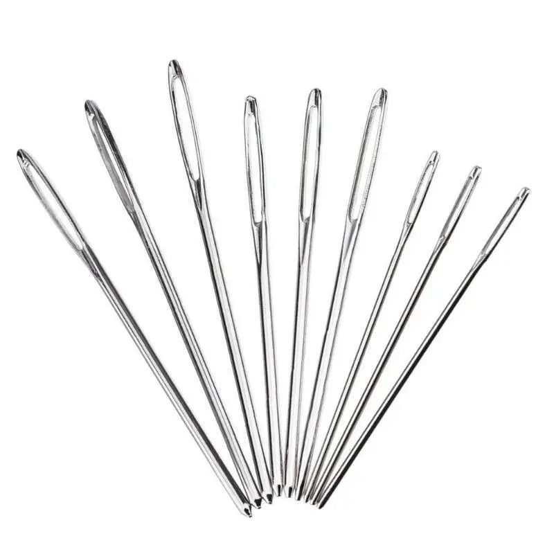 Aghi per cucito a mano Set 9 pz occhio grande punta smussata pelle ricamo