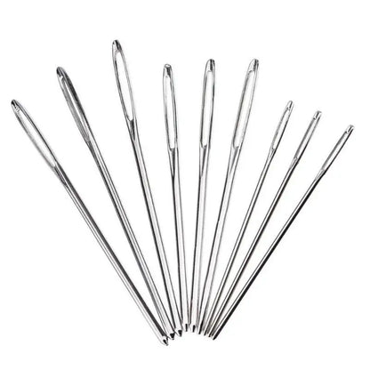 Aghi per cucito a mano Set 9 pz occhio grande punta smussata pelle ricamo