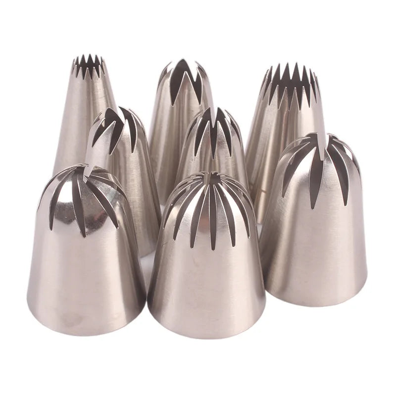 Set 8pz Beccucci Ugelli Grandi Acciaio Inox per Decorazione Cupcake