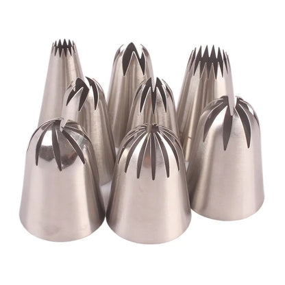 Set 8pz Beccucci Ugelli Grandi Acciaio Inox per Decorazione Cupcake