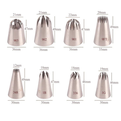 Set 8pz Beccucci Ugelli Grandi Acciaio Inox per Decorazione Cupcake