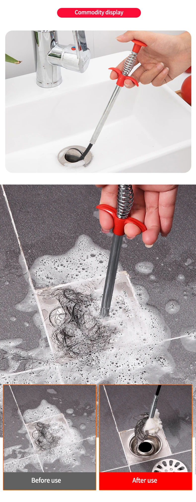 Sturatubi a molla 60 cm | Sonda/serpente per scarichi lavello bagno cucina