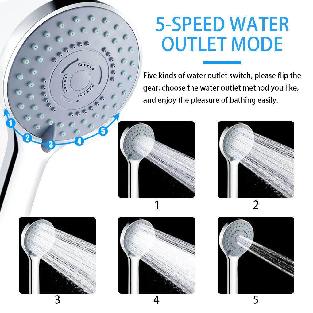Soffione Doccia 5 Getti Regolabile SPA Risparmio Acqua Anticalcare