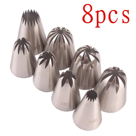 Set 8pz Beccucci Ugelli Grandi Acciaio Inox per Decorazione Cupcake