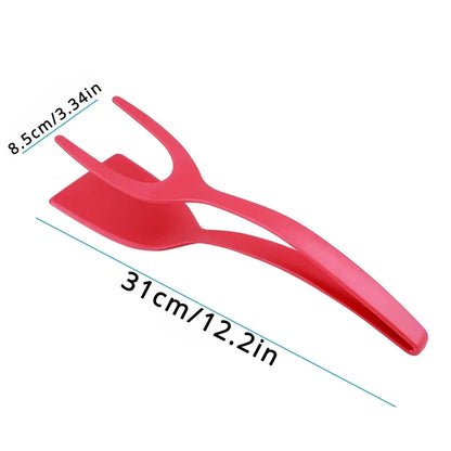 Pinza cucina 2-in-1 spatola nylon antiaderente antigraffio per uova e bistecca