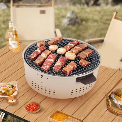 Barbecue portatile a carbone acciaio inox griglia antiaderente per campeggio