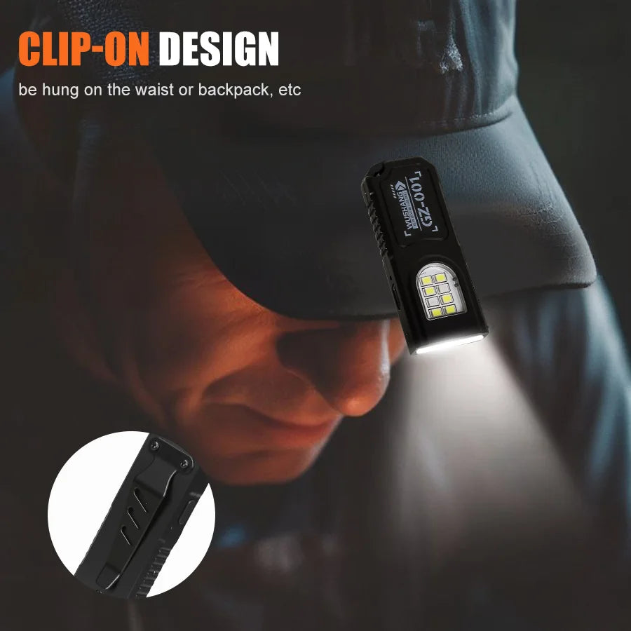 Mini Torcia LED COB Ricaricabile USB Portachiavi Impermeabile Tascabile