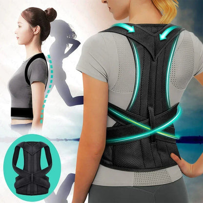 Correttore Postura Schiena Regolabile con Fascia Lombare Supporto Spalle Unisex
