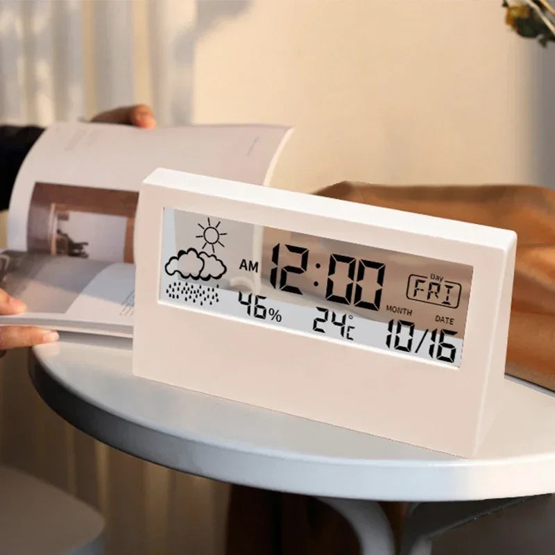 Stazione Meteo Digitale LED - Orologio, Termometro e Igrometro per Casa