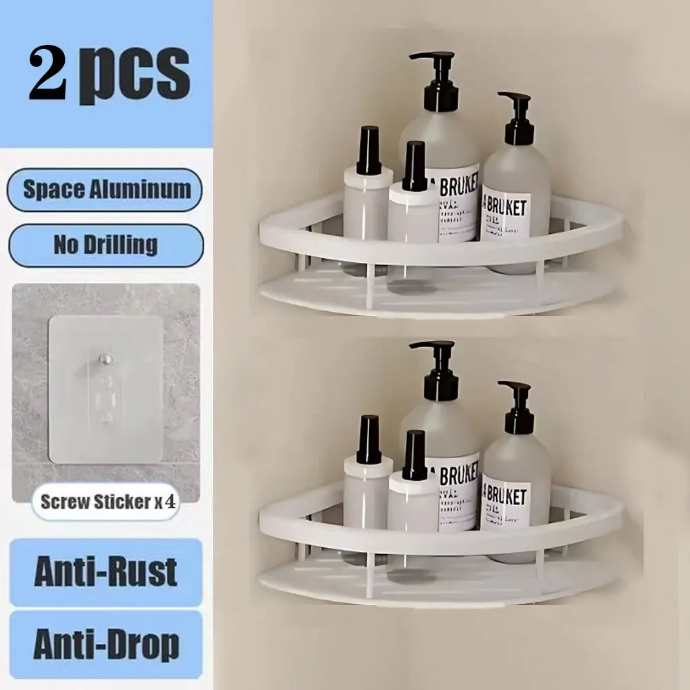 Mensola bagno angolare a parete senza forare in alluminio porta shampoo doccia