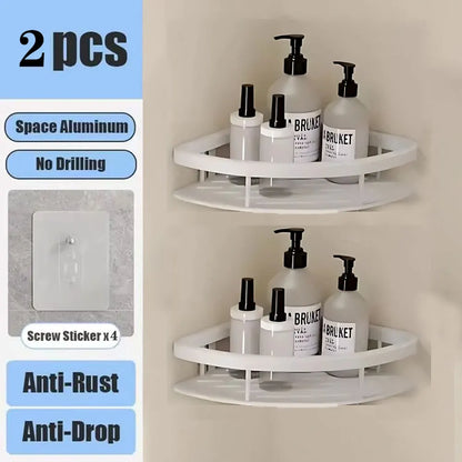 Mensola bagno angolare a parete senza forare in alluminio porta shampoo doccia