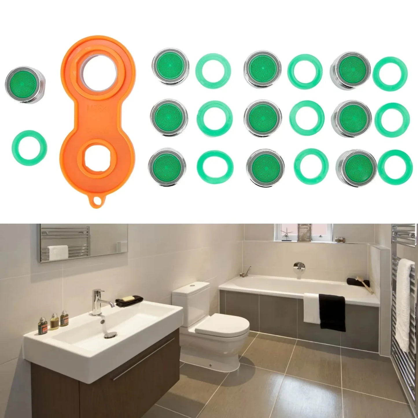 10 Pezzi Aeratore M24 24mm per Rubinetto Bagno/Cucina Risparmio Acqua