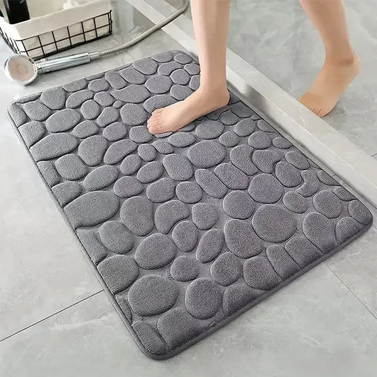 Tappetino bagno 3D antiscivolo effetto ciottoli - assorbente, lavabile