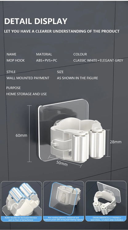 Portascope autoadesivo senza forare - Porta scopa/mocio organizer cucina bagno