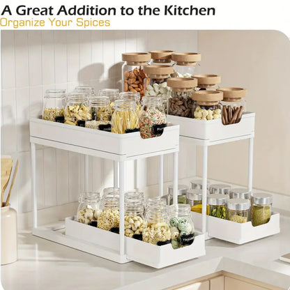 Organizer Sottolavello Estraibile 2 Ripiani Salvaspazio 5 Ganci Cucina/Bagno