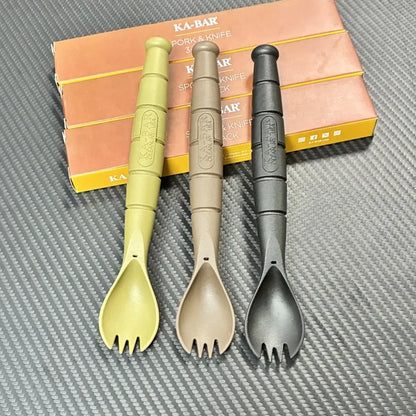 Set posate EDC mini tattico multifunzione coltello forchetta cucchiaio campeggio