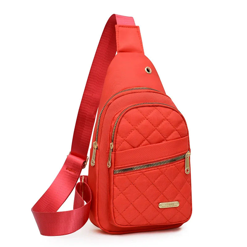 Borsa a tracolla petto donna grande capacità ricamata multitasche outdoor casual