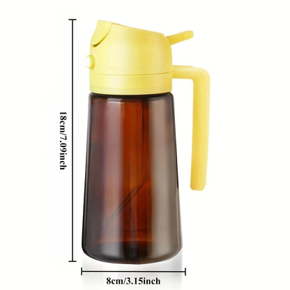 Dispenser Olio 470ml Vetro Ambrato 2-in-1 Spruzzino/Dosatore Cucina