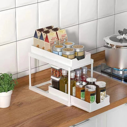 Organizer Sottolavello Estraibile 2 Ripiani Salvaspazio 5 Ganci Cucina/Bagno