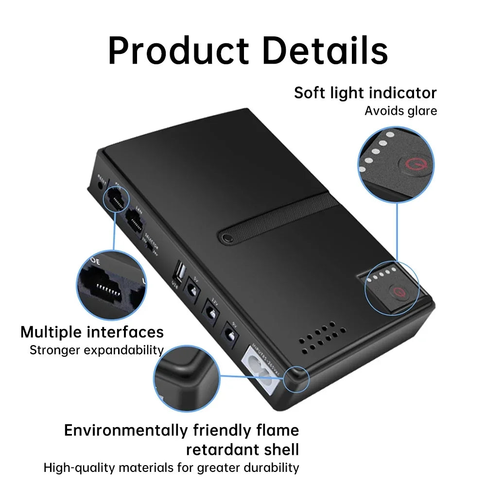 Alimentatore DC UPS 18W 220-265V per Router, Modem, Monitor, Smartphone