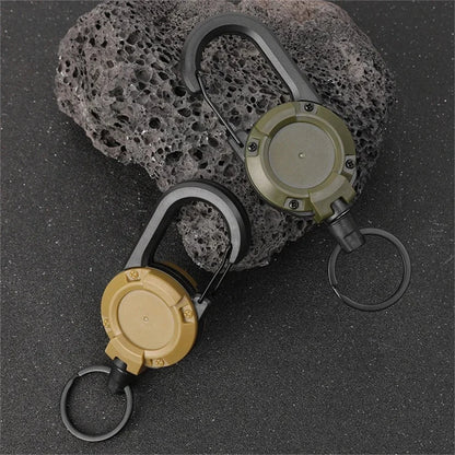 Porta badge retrattile robusto cavo acciaio antifurto clip portachiavi camping
