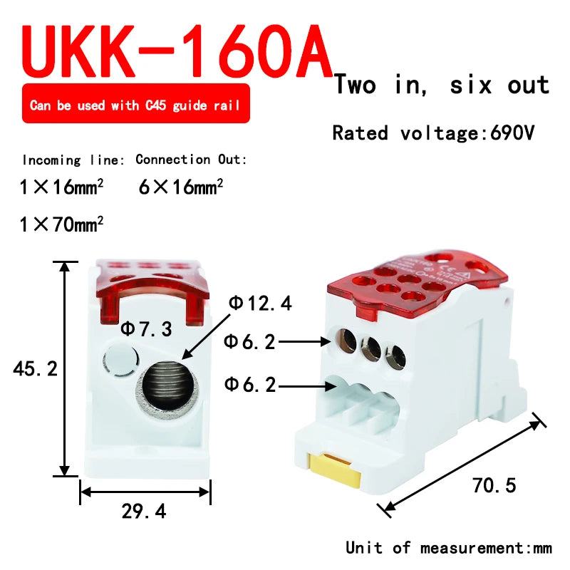 UKK80A Scatola Distribuzione 125/160/250A - Terminale ad Alta Corrente