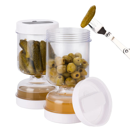 Barattolo Sottaceti con Forchette - Dispenser Olive e Cetrioli Sgocciolatoio