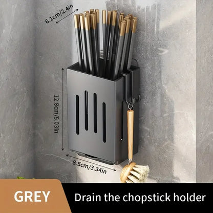 Porta Posate/Bacchette da Parete 1-2 Pz Senza Fori Scolaposate con Gancio