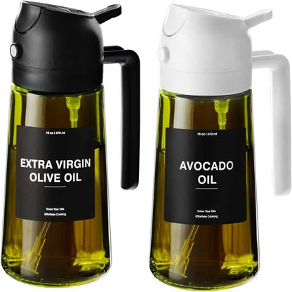 Olio spray 470ml Dispenser 2in1 Olio d'Oliva Bottiglia vetro con etichette