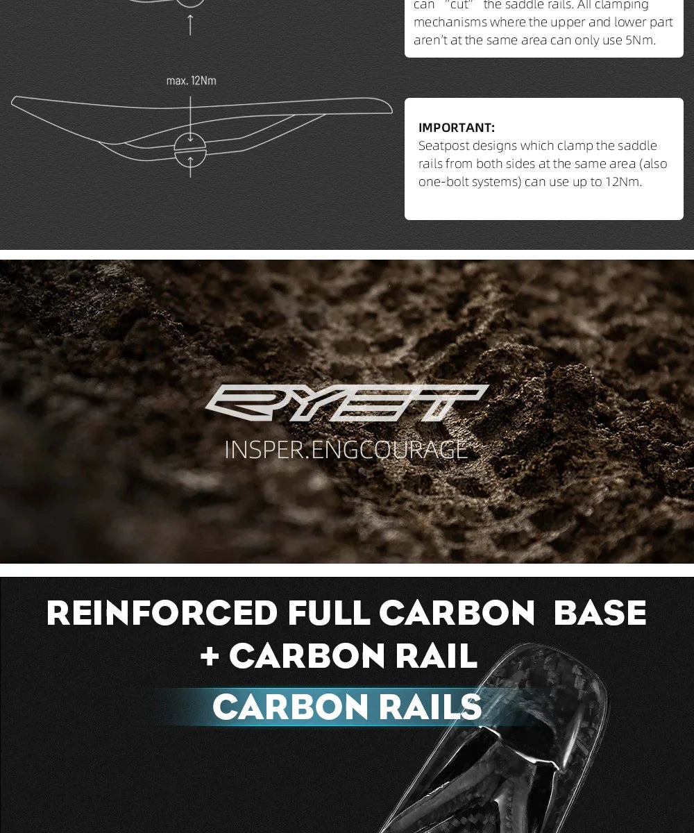 Sella bici RYET 3D Carbonio 120g 250x140mm MTB Gravel Road