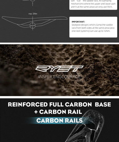 Sella bici RYET 3D Carbonio 120g 250x140mm MTB Gravel Road
