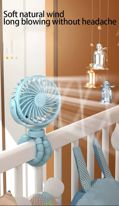 Ventilatore a Clip per Passeggino USB Ricaricabile Mini Pieghevole Silenzioso