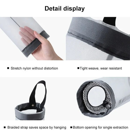 Dispenser sacchetti cucina da parete in rete grigio salvaspazio