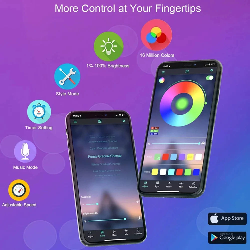 Striscia LED RGB 5050 Bluetooth - APP e Telecomando Flessibile