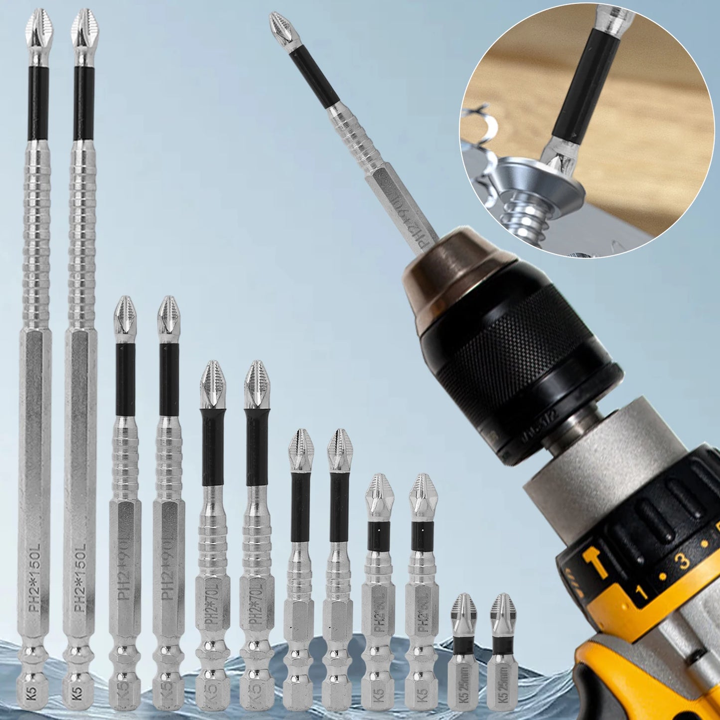 Set Punte Magnetiche PH Croce per Avvitatore Elettrico in Acciaio
