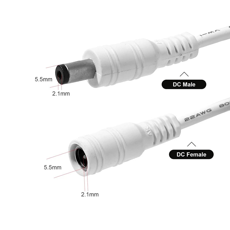 Cavo prolunga alimentazione DC 12V 5.5x2.1mm maschio/femmina per CCTV/WiFi