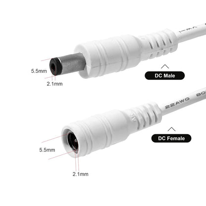 Cavo prolunga alimentazione DC 12V 5.5x2.1mm maschio/femmina per CCTV/WiFi