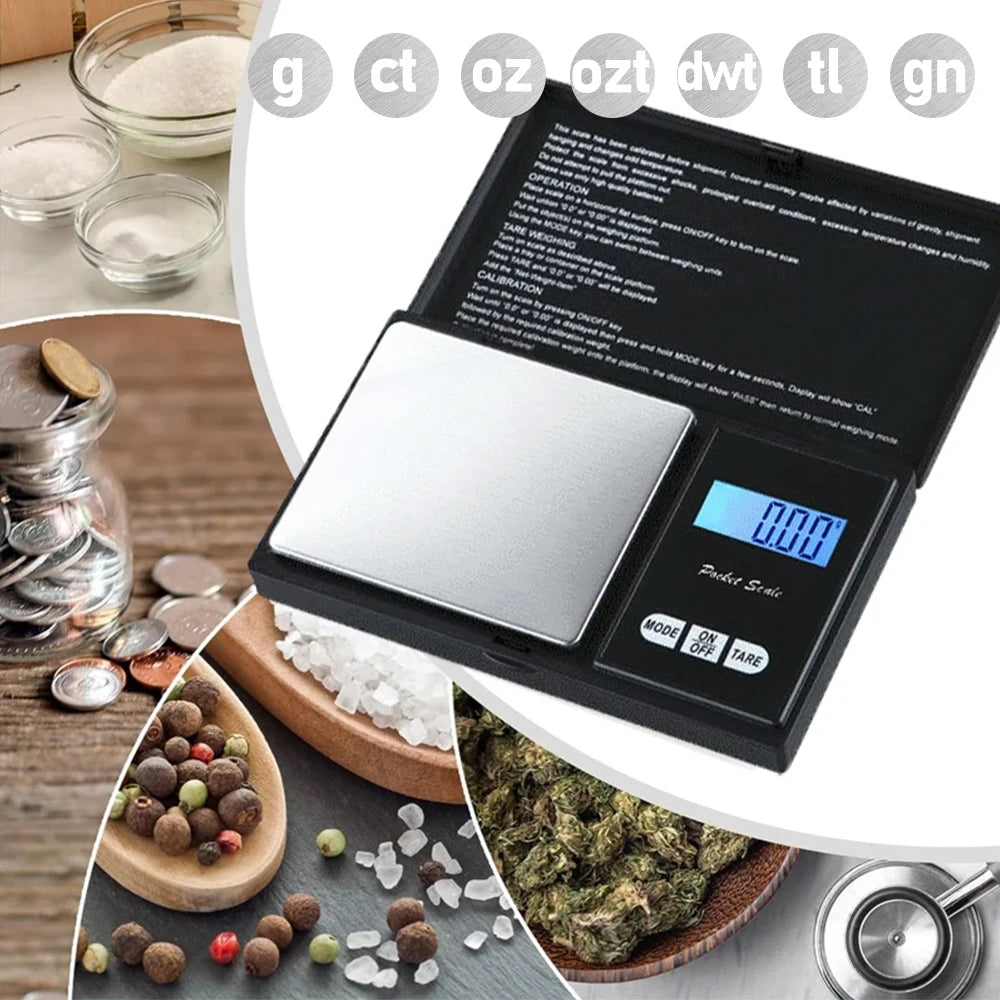 Bilancia Digitale Gioielli 0,01g Mini Portatile Acciaio Inox per Oro/Argento