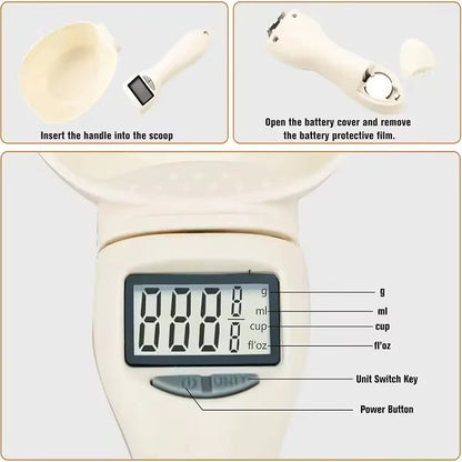 Bilancia cucchiaio digitale LCD misurino cibo 0,1g per cani/gatti