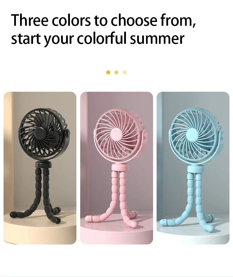 Ventilatore a Clip per Passeggino USB Ricaricabile Mini Pieghevole Silenzioso