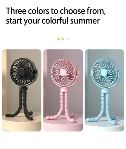 Ventilatore a Clip per Passeggino USB Ricaricabile Mini Pieghevole Silenzioso