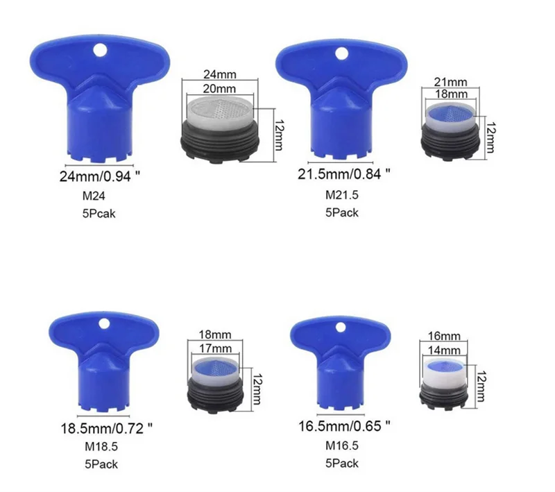 Set 5 Chiavi Aeratore Rubinetto Universali ABS - Estrattore Aeratore
